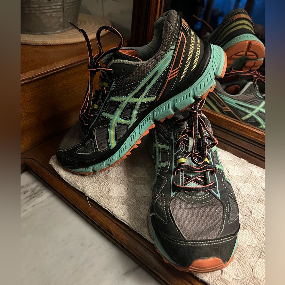 ASICS Classic Gel-Scram 2 Trail‎ Running Outdoor Sneakers Black Teal Women's 6.5